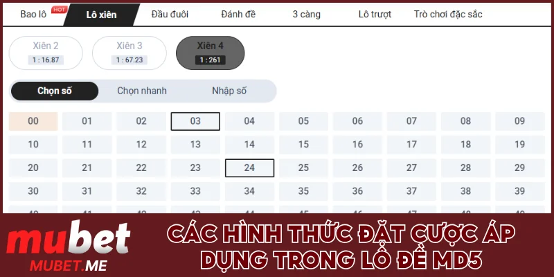 Các hình thức đặt cược áp dụng trong lô đề MD5