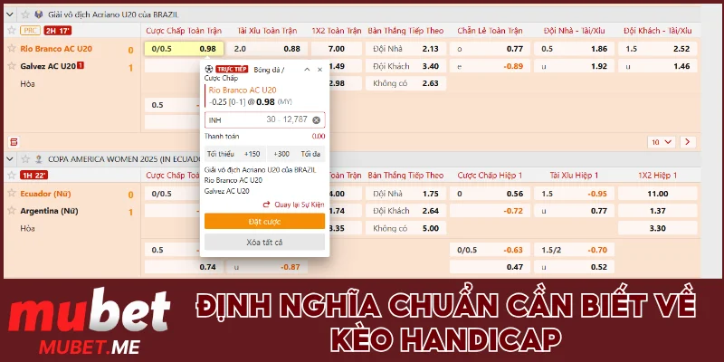 Định nghĩa chuẩn cần biết về kèo handicap